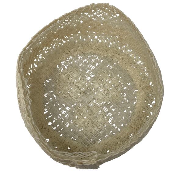 Vintage 1960s Ivory Pillbox Hat Floral Lace Overlay Velvet Accents Sz S - Picture 4 of 5